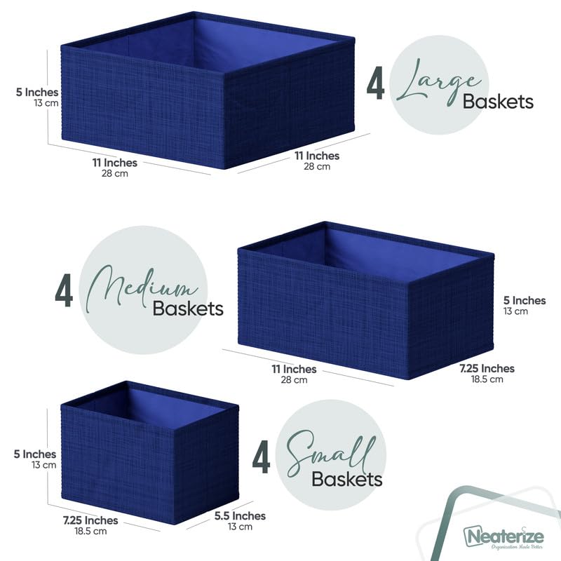NEATERIZE Drawer Organizer Set of 12 - Navy Dresser Organizer for Nursery, Bedroom & Closet - Image 2